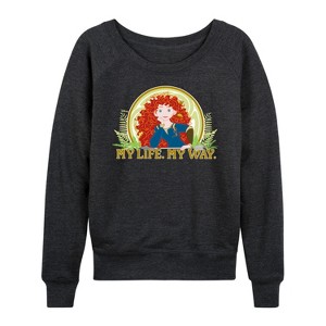 Women's - Disney Princess - My Life My Way Lightweight French Terry Wide Neck Long Sleeve Shirt - 1 of 4