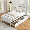 Tangkula Twin Size Platform Bed w/ Drawers 2 Pull-out Drawers Headboard & Footboard White - image 2 of 4