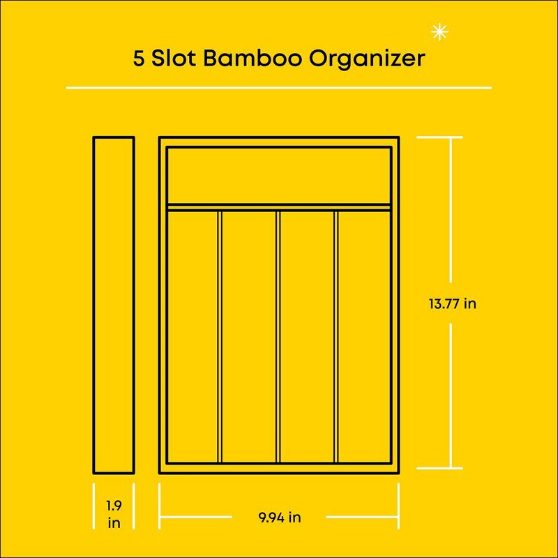 JoyJolt 5 Slot Bamboo Flatware Organizer, 4 of 7
