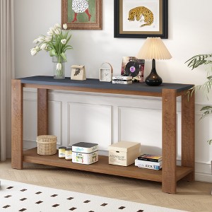 Minimalist Console Table with Bottom Shelf and Four Legs, Sleek Modern Design - 1 of 4