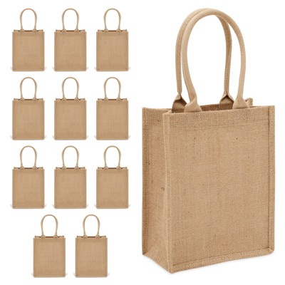 Sparkle And Bash 12 Pack Medium Burlap Reusable Tote Bags With Handles ...