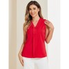 INSPIRE CHIC Women's Pleated V Neck Solid Work Sleeveless Blouse - 3 of 4