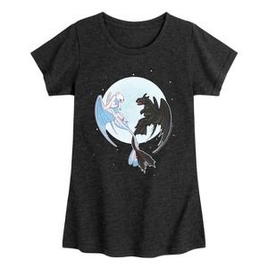 Girls' - How to Train Your Dragon - Night And Light Moon Fitted Short Sleeve Graphic T-Shirt - 1 of 4