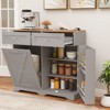 Tangkula Tilt Out Trash Can Cabinet w/ Outlets 2 Drawers Adjustable Shelf Anti-Tipping Kit - 2 of 4