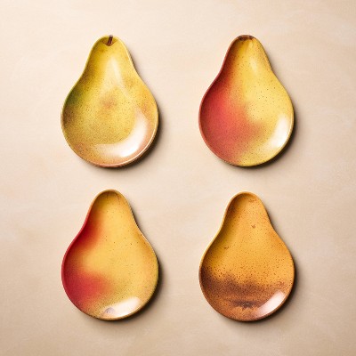 4-Pack Pear Shaped Melamine Dessert Plates in Fall Colors