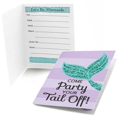 Big Dot of Happiness Let's Be Mermaids - Fill-In Baby Shower or Birthday Party Invitations (8 count)