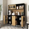 MAYEERTY 59" H Buffet Sideboard with Storage Door & Power Outlet, Farmhouse Coffee Bar with Wine Rack, Black&Natural - 3 of 4