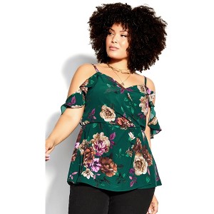 Women's Plus Size Sophia Top - marine floral | CITY CHIC - 1 of 4