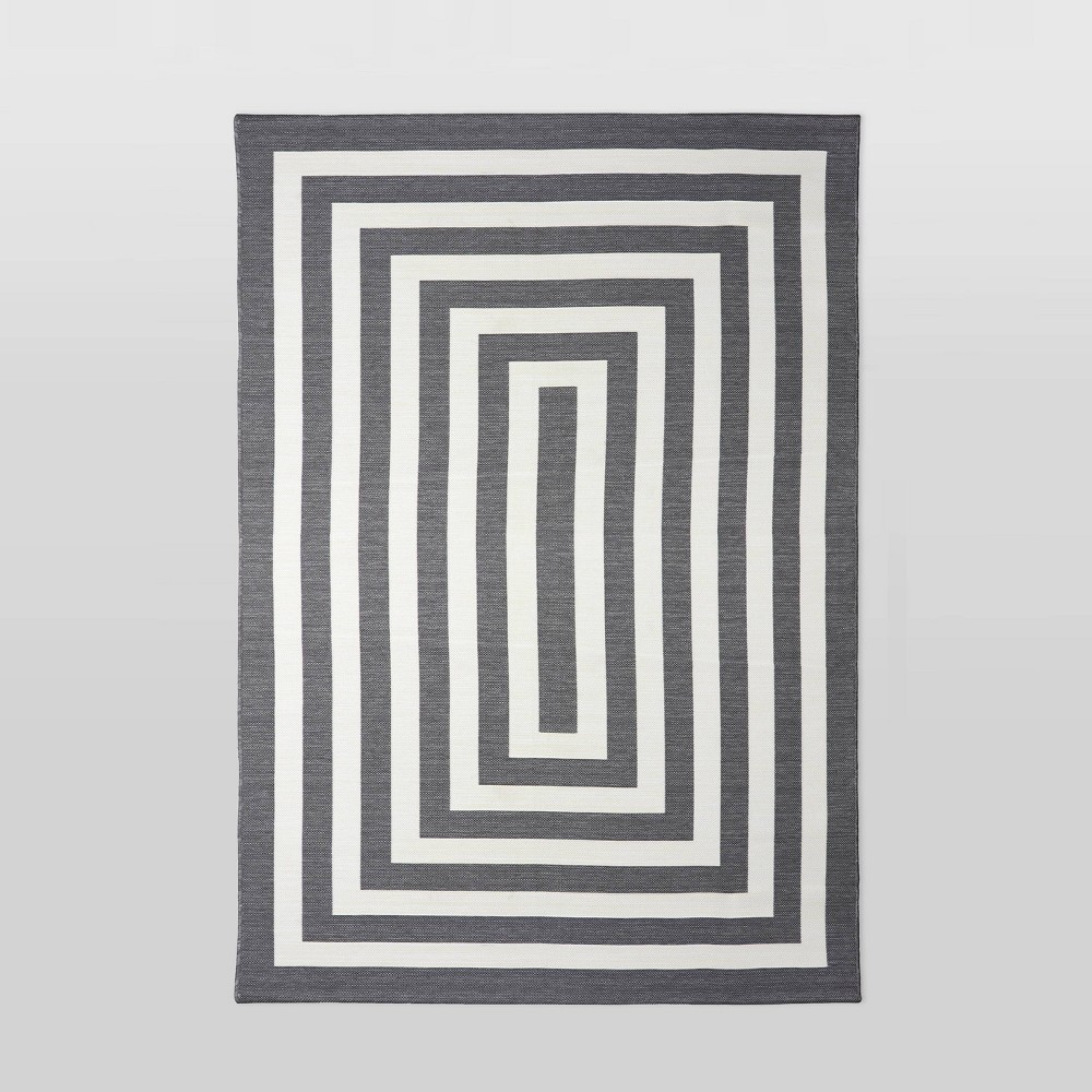 Photos - Area Rug 6'x9' Mitre Stripe Outdoor Rug Gray - Threshold™