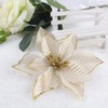 Aoibox 12pcs 5.5 inch Glitter Poinsettia Christmas Tree Ornaments Artificial Flowers for Xmas Tree Wreath Holiday Decor Gold - 2 of 4