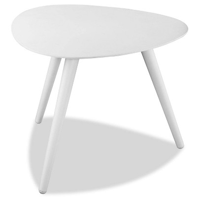 Whiteline Modern Living ST1601L-WHT White Rowan Side Table, Kidney Shape Aluminum, Small or Large
