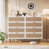 Rattan 8 Drawer Dressers for Bedroom, Tall Dresser with Deep Drawers, Large Chest of Drawers for Closet with Wide Top - 3 of 4
