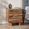 Terrell Handcrafted Boho Acacia Wood 3 Drawer Nightstand Dark Natural - Christopher Knight Home: Antique Brass Handles, Storage - 2 of 4