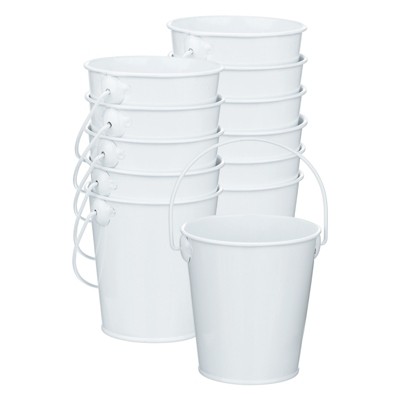 Unique Bargains Galvanized Metal Rustic Versatile Durable Metal Bucket Small 12 Pcs