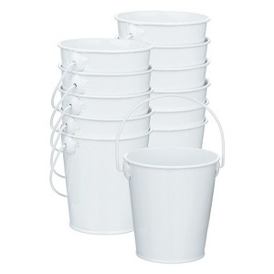 Unique Bargains Galvanized Metal Rustic Versatile Durable Metal Bucket Small 12 Pcs - 1 of 4