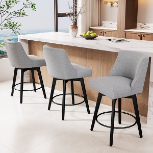 Dyonery 26" Swivel Counter Height Bar Stools with Backrests, Upholstered Seats & Wood Legs for Kitchen Island - 1 of 4