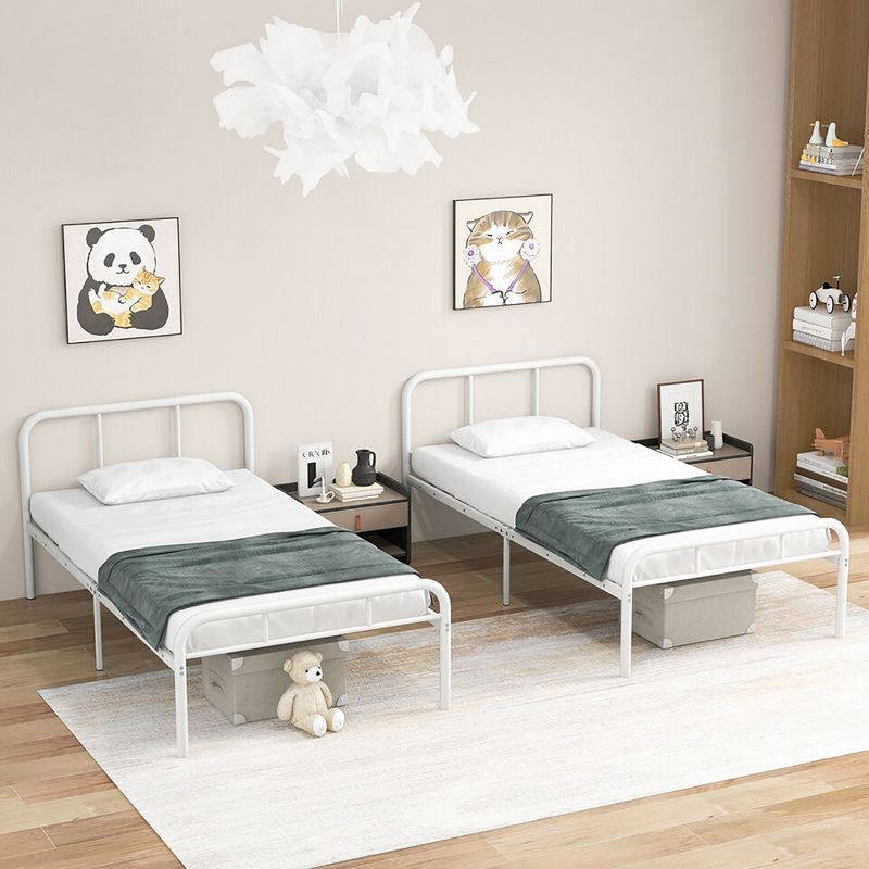 Tangkula 12-Inch Twin Bed Frame Modern Metal Platform Bed w/ Headboard & Footboard White, 4 of 11
