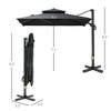 TiramisuBest 10ft Offset Hanging Cantilever Square Patio Umbrella with Aluminum Cross Base, Tilt, 360-Degree Rotation, Gray - 4 of 4
