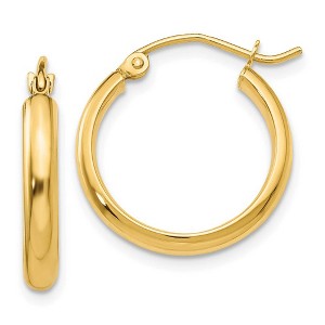 Black Bow Jewelry 2.75mm x 19mm Polished 14k Yellow Gold Domed Round Tube Hoop Earrings - 1 of 4