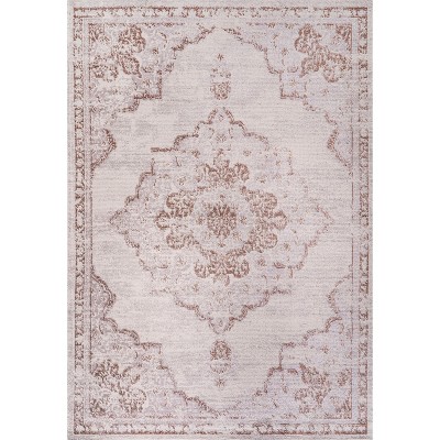 Alhambra Red and Cream Synthetic Medallion Area Rug
