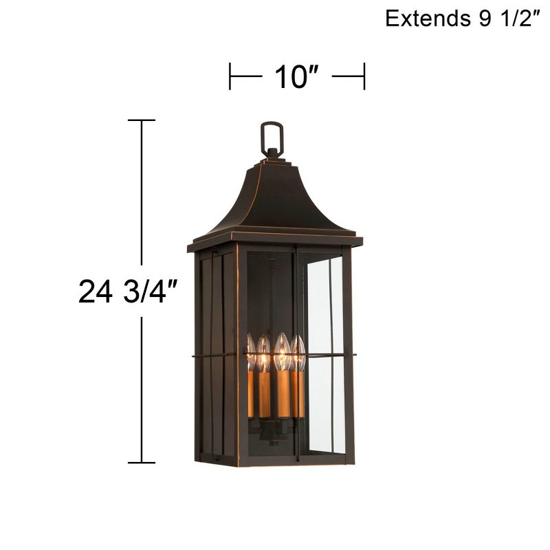 John Timberland Sunderland Rustic Mission Outdoor Wall Light Fixture Black Gold 24 3/4" Clear Glass for Post Exterior Barn Deck House Porch Yard Patio, 4 of 10
