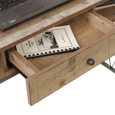 Black Metal and Wood Study Desk with Drawer