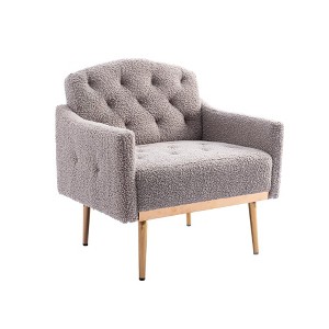Modern Accent Chair with Arms and Gold Metal Legs for Living Room Bedroom Office - 1 of 4