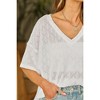 Amaryllis Women's Open-Knit V-Neck Oversized Top Relaxed Fit Breezy Lightweight Short Sleeve Pullover - 2 of 4