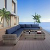 FURNIinspire Patio Seating Sets Outdoor Patio Furniture Sets, Wicker Rattan Sectional Sofa With Glass 2 Coffee Table And Washable Seat Cushion, Gray - 2 of 4