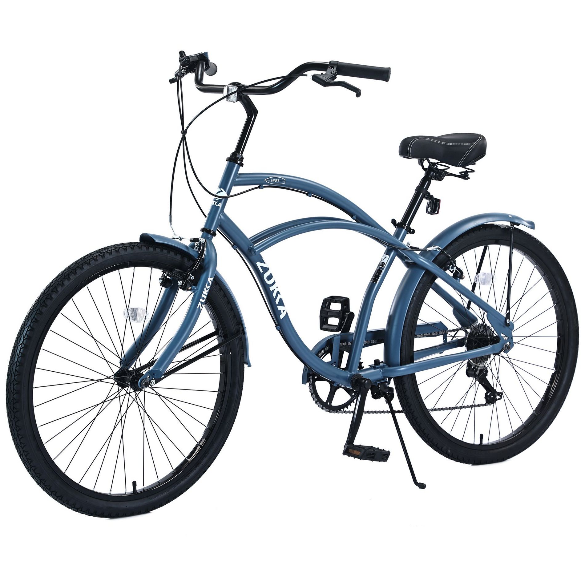 PAGED 26 Inch Beach Cruiser Bike with 7 Speed Gears, Leisure Bicycle for Adults with Stable Frame, Blue