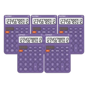 CATIGA 12 Digit Desktop Calculator with Large LCD Display, 4 Funtions, Round Design Big Button, for Office, Home, School, SD-1292-5PK - 1 of 4