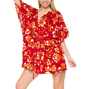 HAPPY BAY Women's Beachwear Swimsuit Coverups for Women Summer Swim Beach Dress Cover Ups for Swimwear Women Party Bathing Suit 3X-4X Red,Floral - 1 of 4