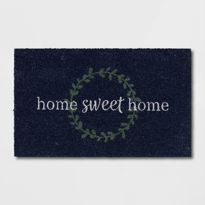 Photo 1 of 16x26 Home Sweet Home Doormat Navy - Threshold--1'8"X2'6" Solid Washable Accent Rug - Made by Design™
