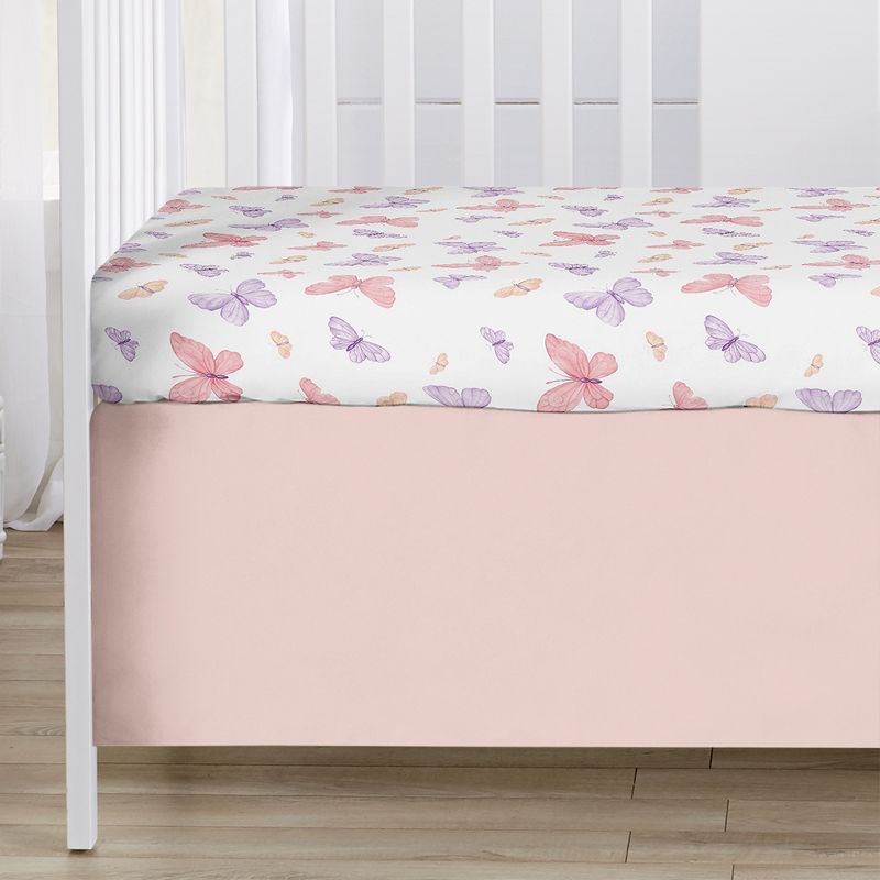 Sweet Jojo Designs Girl Baby Crib Bedding Set - Butterfly Pink and Purple 3pc, 5 of 7