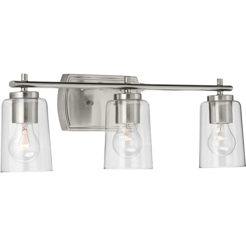 Progress Lighting Adley 3-Light Bath Vanity in Polished Nickel with Clear Glass Shades, 2 of 6