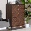 Baxton Studio Markell Wood 5 Drawer Storage Chest Walnut Brown/Gold: Mid-Century Modern Design, Bedroom Organizer - 2 of 4