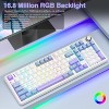 AULA F99 Wireless Mechanical Keyboard, Tri-Mode BT5.0 2.4GHz USB-C, Hot Swappable, Gasket Mount, RGB, Linear Switches, Blue/White/Purple - 3 of 4