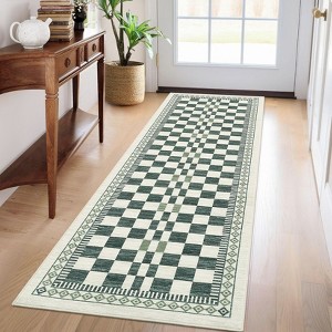Modern Washable Area Rug for Living Room, Foldable Geometric Throw Carpet with Non Slip Backing, Low Pile Stain Resistant Floor Cover - 1 of 4