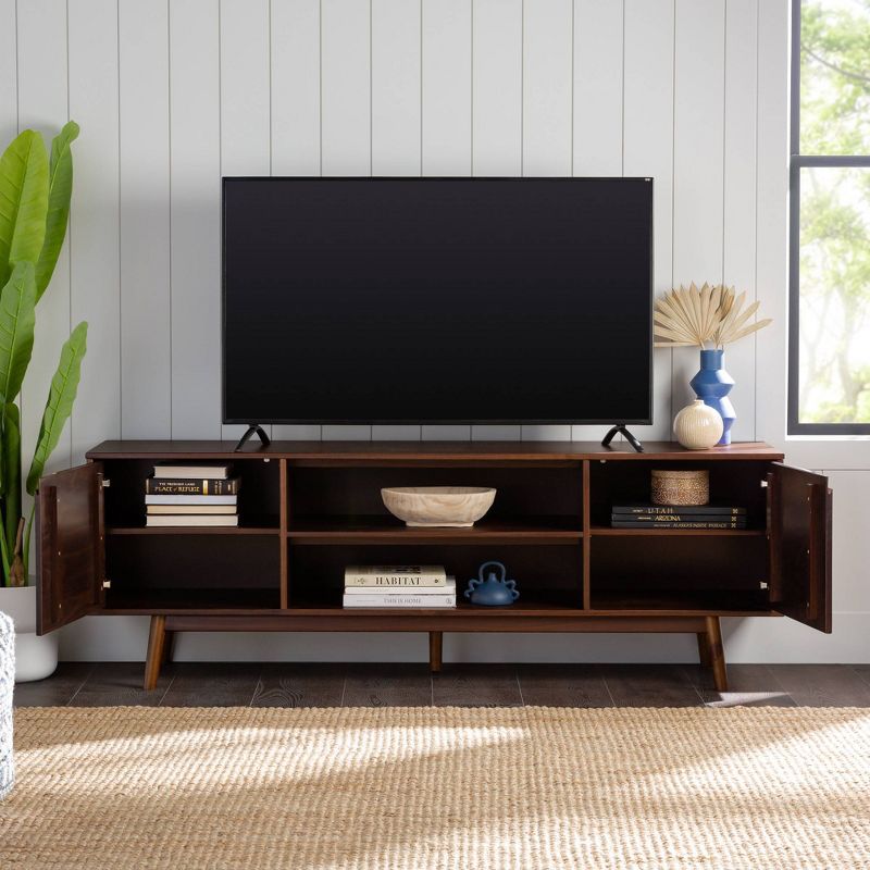 Solid Wood Mid-Century Modern TV Stand for TVs up to 80" - Saracina Home, 3 of 16