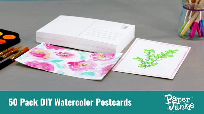 Paper Junkie 50 Pack Blank Postcards for Mailing, Watercolor Painting Christmas Postcards, 4 x 6 Inches, White, 2 of 10, play video