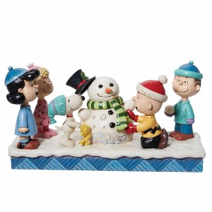 Jim Shore 5.25 In Winter Fun Peanuts Gang Building Snowman Figurines - 1 of 3