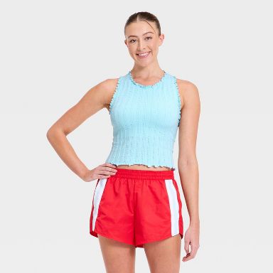 Women's Textured Ribbed Seamless Support Tank Top - JoyLab™ Light Blue XXS