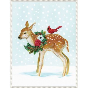 Amanti Art 23"x30" Winter Woodland Creatures with Cardinals II Framed Canvas Wall Art - 1 of 4