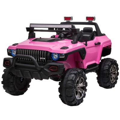 Aosom Kids Ride-On Car 12V RC 2-Seater Police Truck Electric Car For Kids with Full LED Lights, MP3, Parental Remote Control