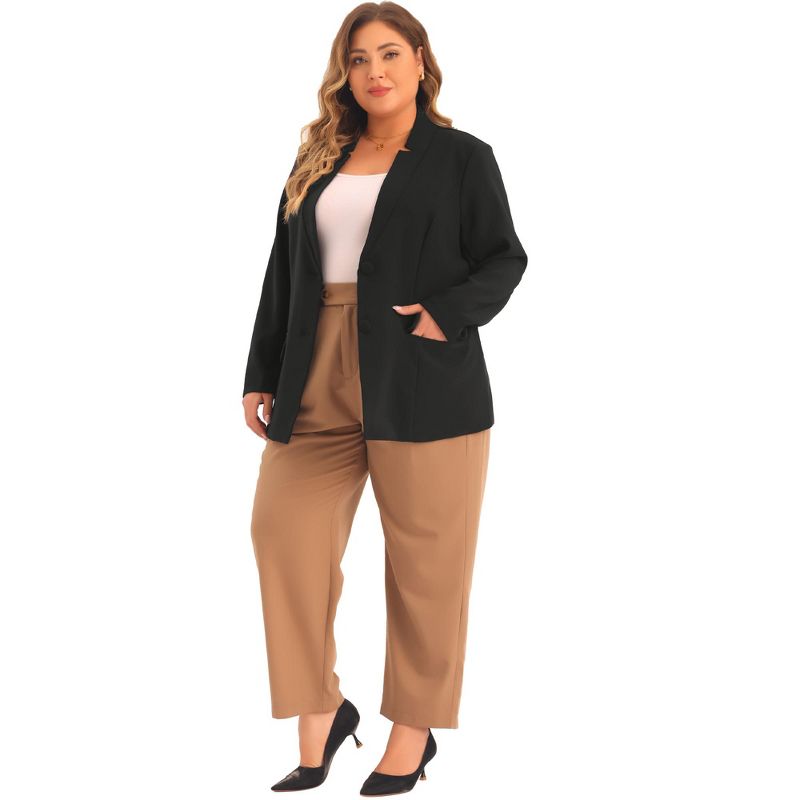 Agnes Orinda Women's Plus Size Business Button Long Sleeve Office Work Suit Jackets, 3 of 6