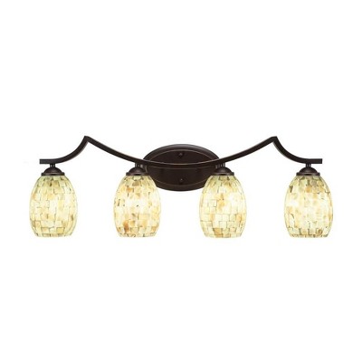 Toltec Lighting Zilo 4 - Light Vanity in  Dark Granite with 5" Ivory Glaze Seashell Shade