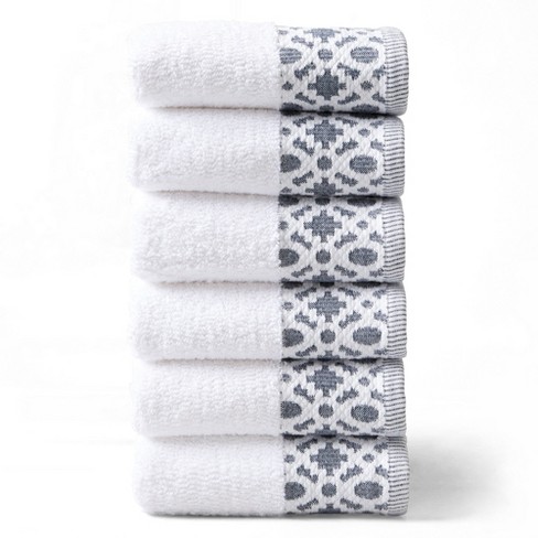 Market & Place Turkish Cotton Luxury 6-Pack Hand Towel Set Light Grey