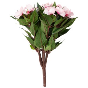 Allstate Floral 13.5" Pink New Guinea Impatiens Artificial Silk Floral Bouquet - 1 of 4