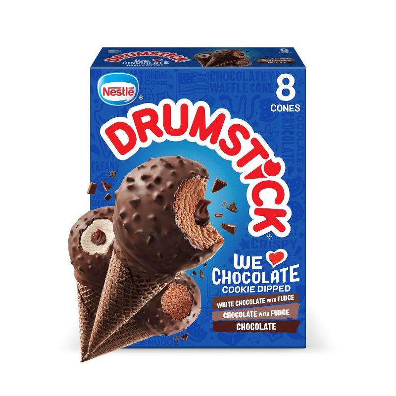 Nestle We Love Chocolate Cookie Frozen Dipped Drumstick - 8ct, 1 of 14