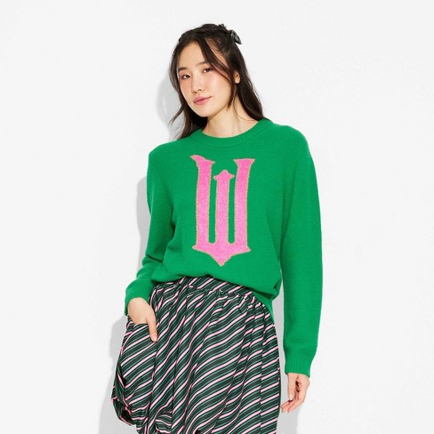 Adult Wicked W Graphic Sweater Green Target